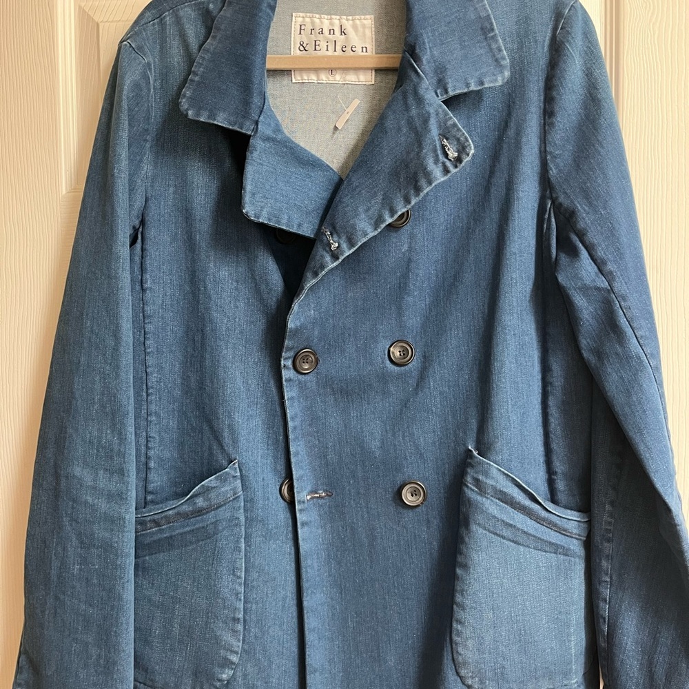Frank & Eileen Blue Pea Coat Relaxed Fit